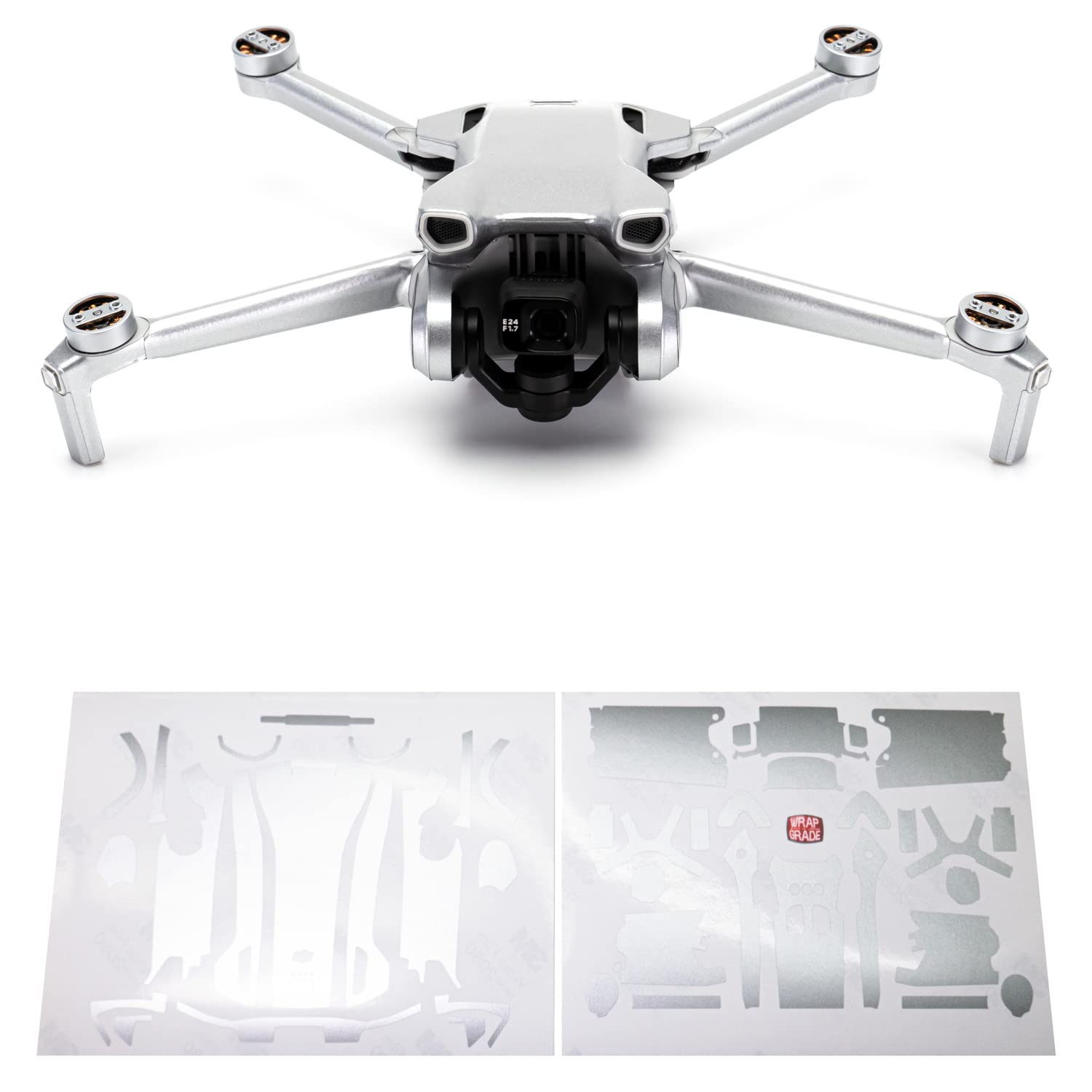 WRAPGRADE Skin Stickers compatible with DJI Mini 3 | Main Unit (AIRFORCE SILVER)