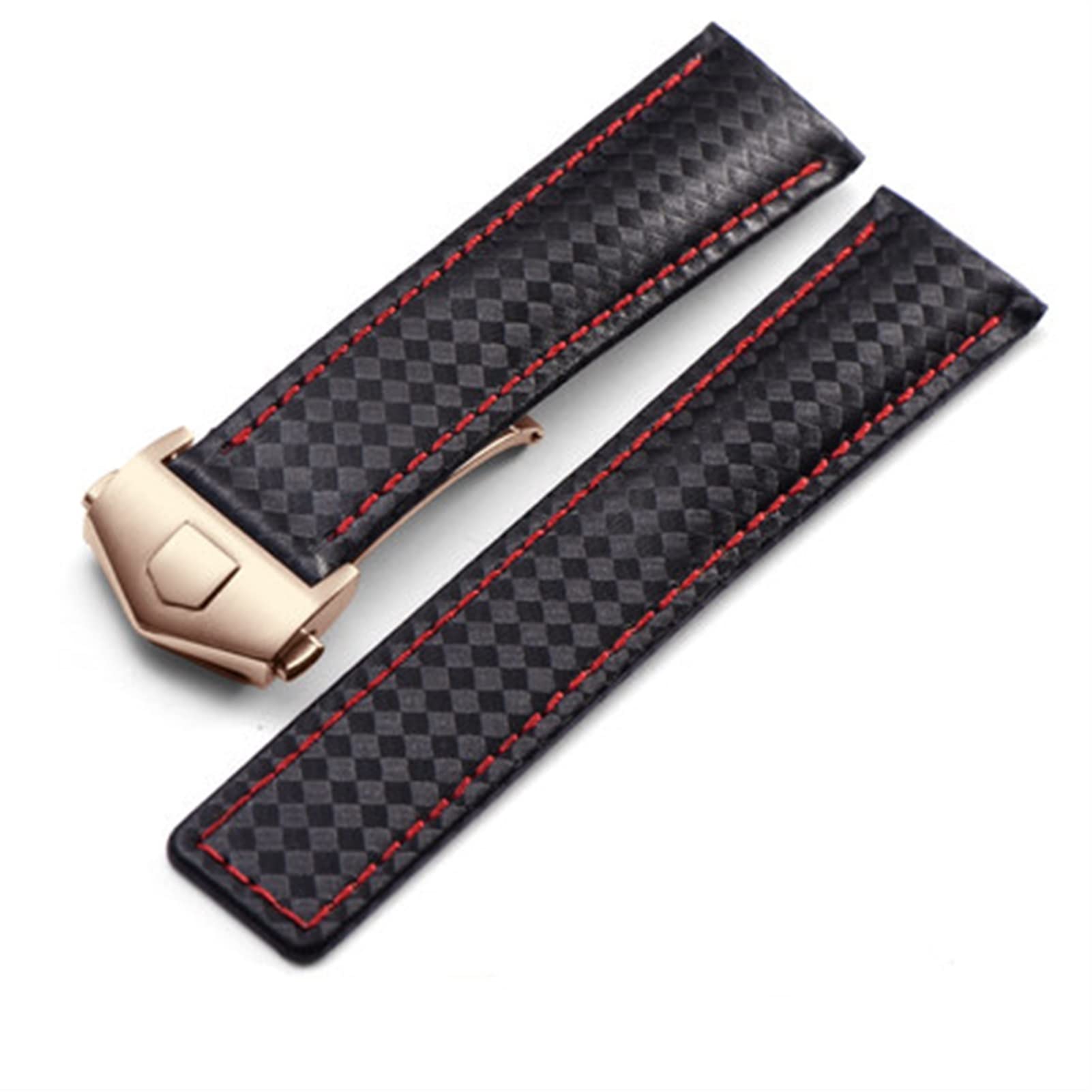 Bracelet montre cuir carbone 20 mm 22 mm homme boucle - 8