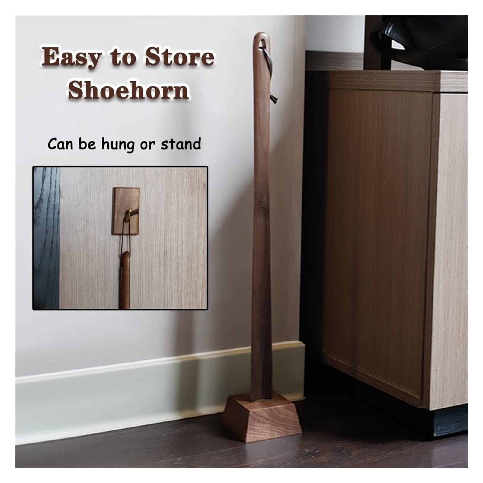 Chausse-Pied - Chausse-Pied Durable en Bois de hêtre Long avec Base Stable