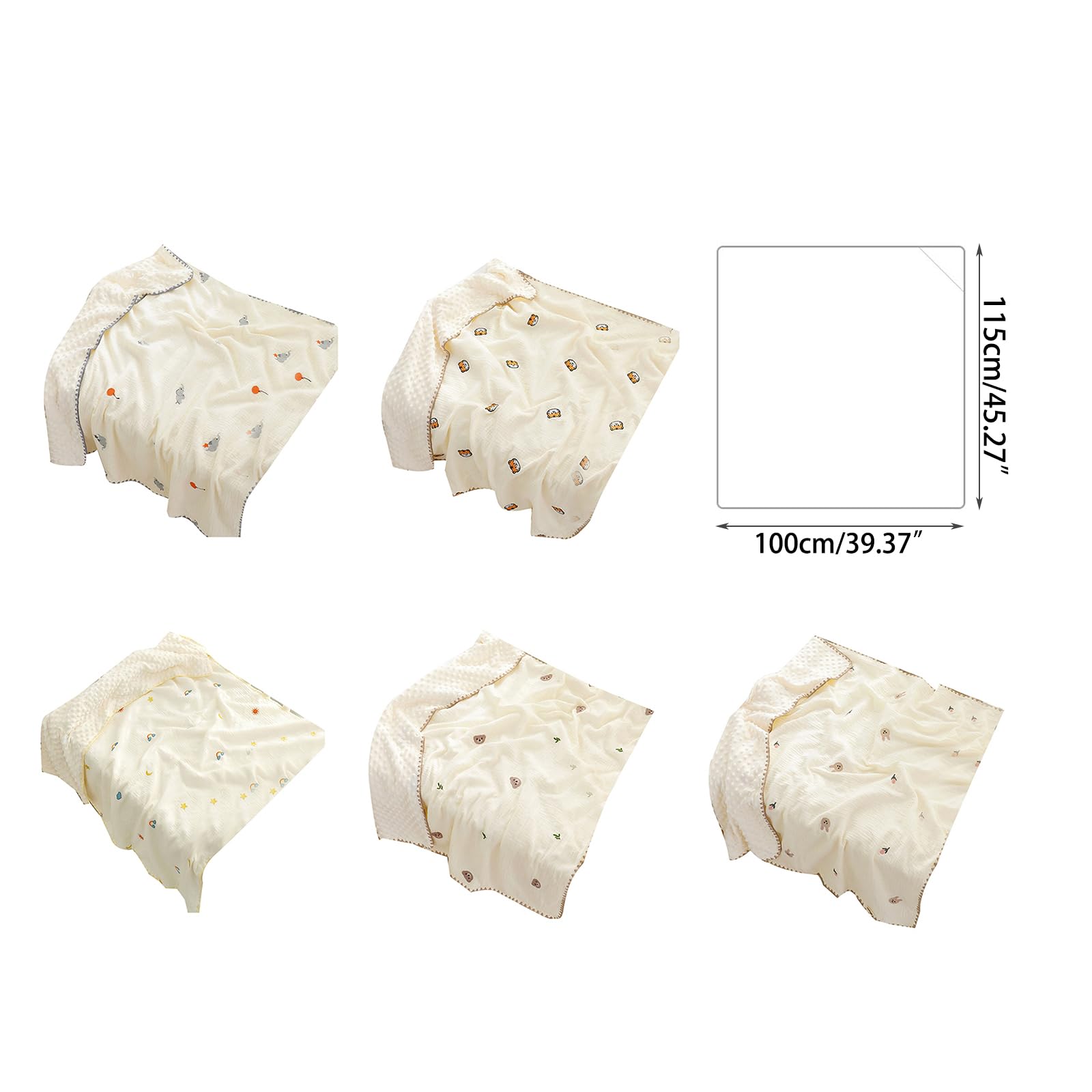 Coperta per neonati, 100 x 115 cm, con retro a pois, coperta traspirante per allattamento, per bambini e bambine, morbida e traspirante