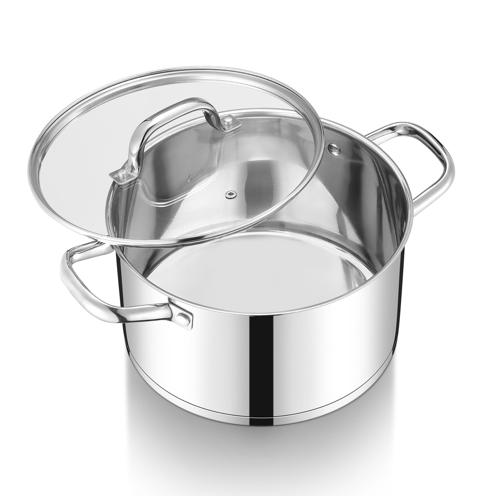 Olla de acero inoxidable contra quemaduras con tapa de cristal de 5,6 L