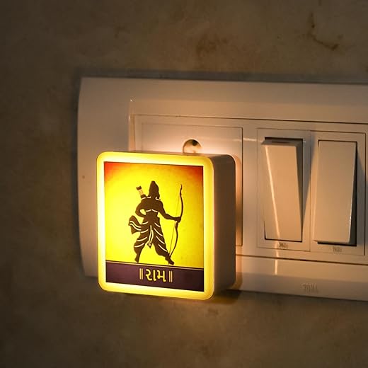 Lexton Ram Ji Fancy LED Night Lamp Light with 2 Pin Socket for Spiritual Ambiance, 0.5 Watt, 230v (Warm White, Pack of 1)