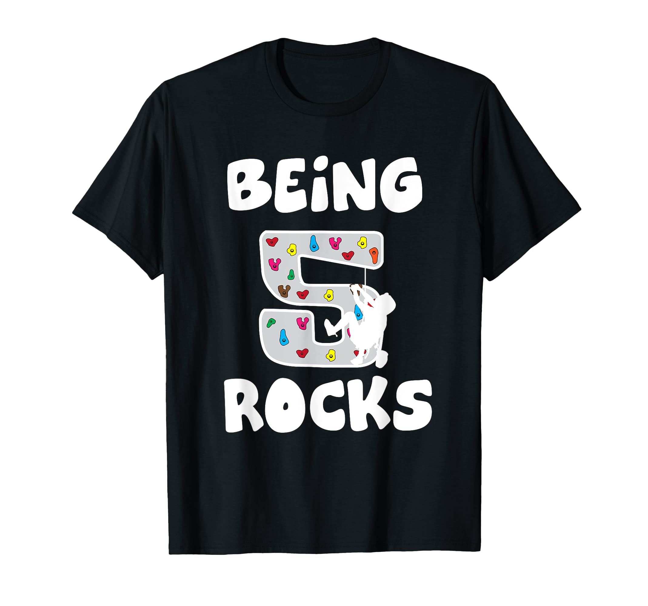 Rock Climbing Funny 5 Years Old 5th Birthday Gift For Kids T-Shirt