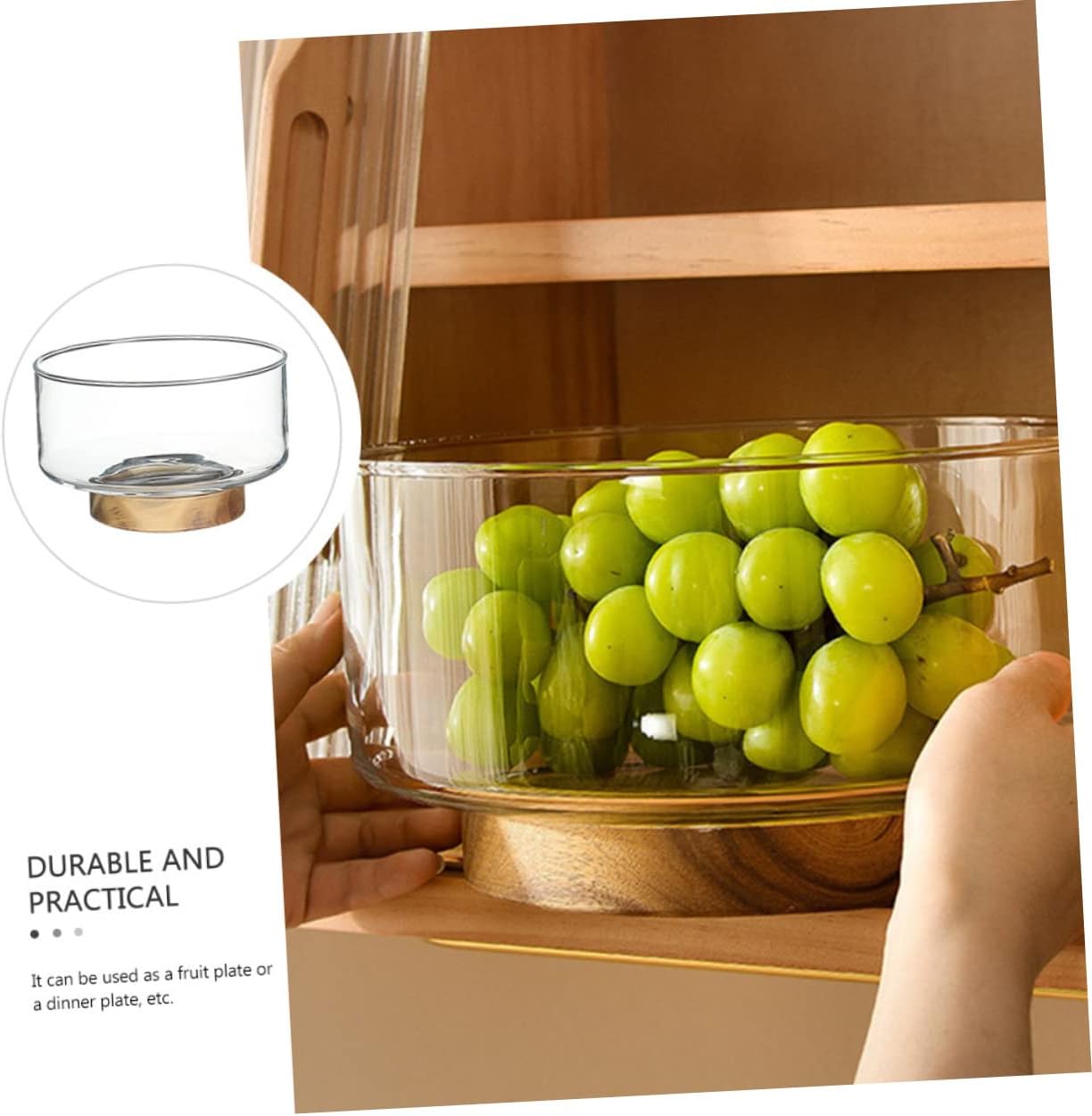 Elegant Wooden Fruit Bowl and Multi Functional Glass Tray Aesthetic Serving Tray for Snacks Jewelry and Home Decor Small for Easy Storage and Cleaning
