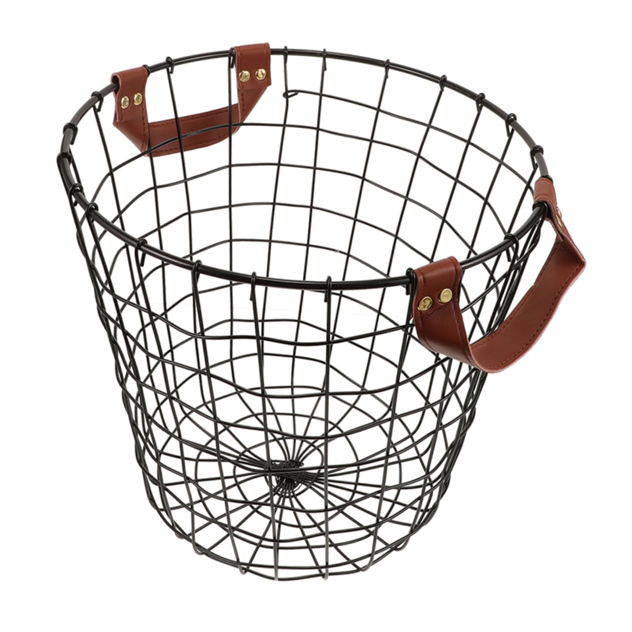 Cesta y Estructura Ventilada Rústica para Madera de Hierro Redonda con Gran Capacidad Adecuada para Camping y Uso en Interiores