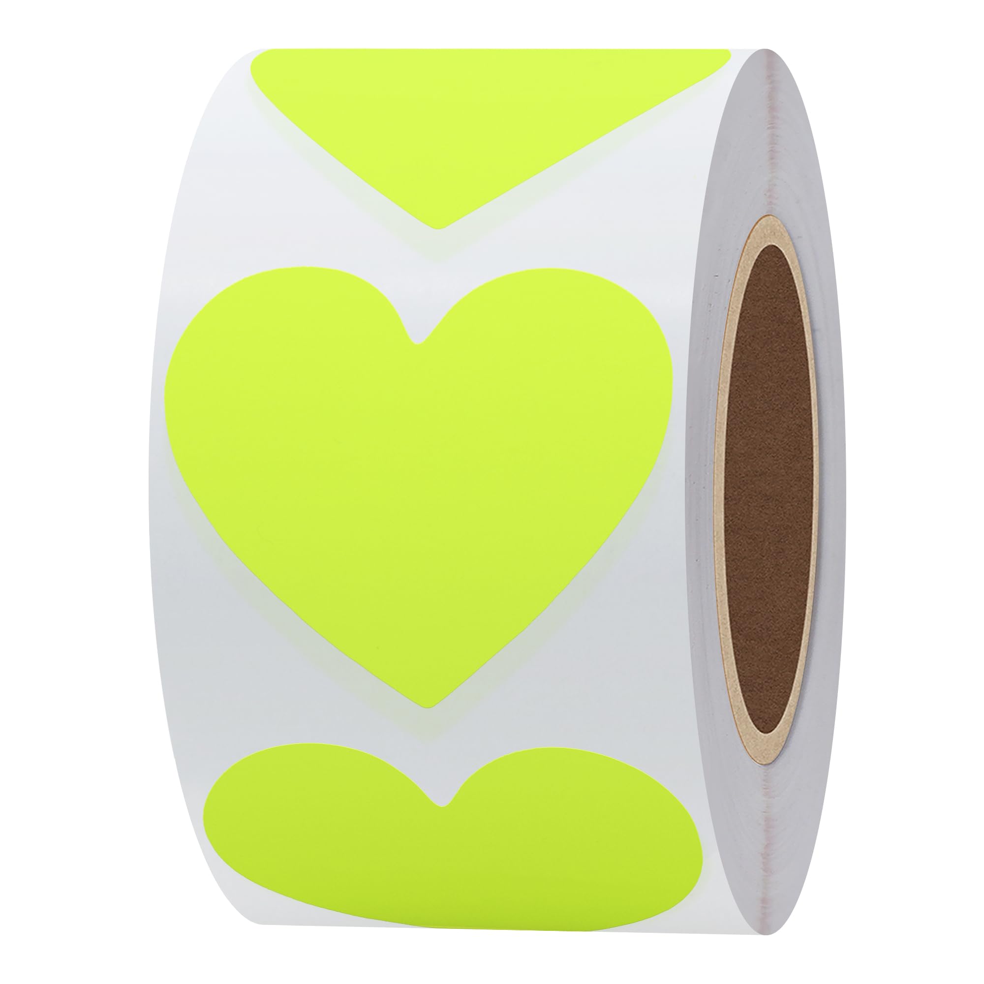 Hylabelest Fluorescent Color Coding Dot Labels 1.5" Love Heart Shape Natural Paper Stickers (Fluorescent Yellow)