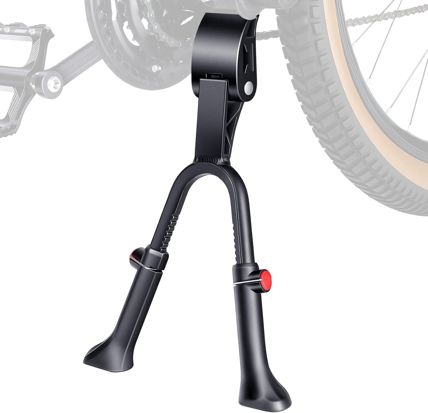WSDCAM Bike Kickstand, Adjustable Double Legs Bicycle Kick Stands for 24”-29” Adult Bikes, Aluminum Alloy Kickstand Non-Slip Center Mount for Mountain, Road, Cargo Bike, Auxiliary Bicycle Repair Tool