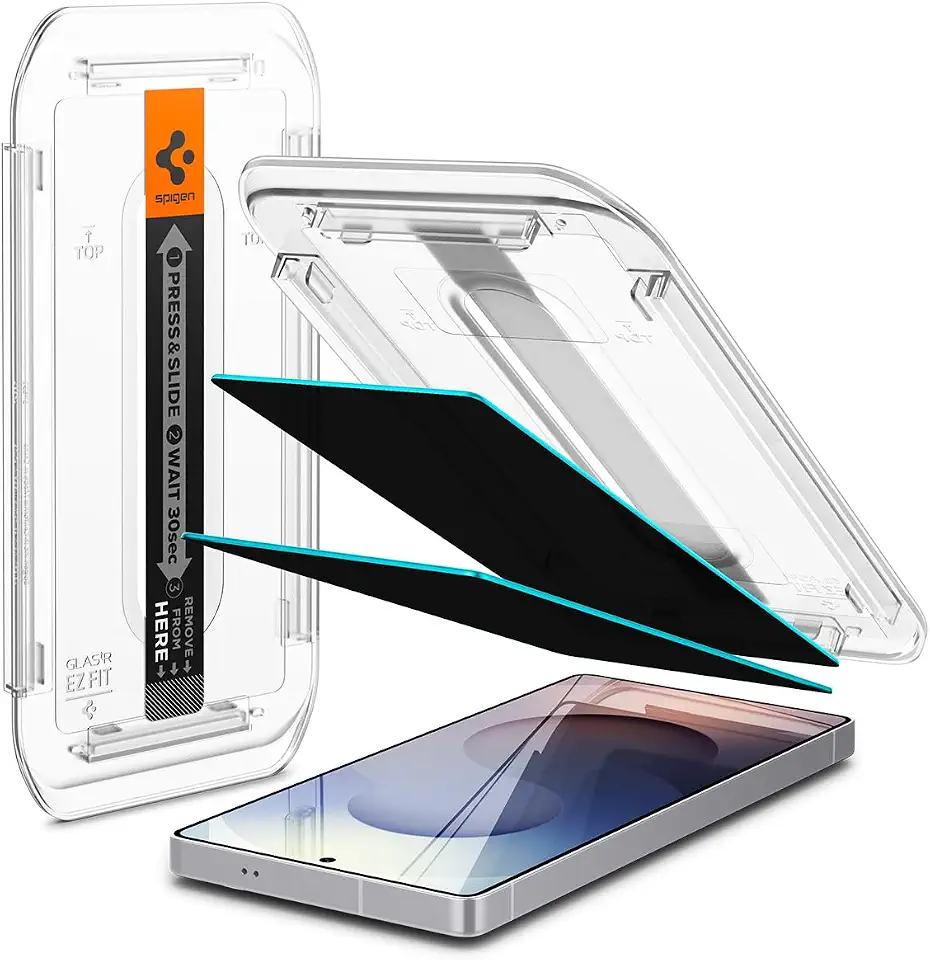 Spigen Protetor de tela de vidro temperado [GlasTR EZ FIT - Privacidade] Projetado para Galaxy S25 Ultra [compatível com capas] - Pacote com 2