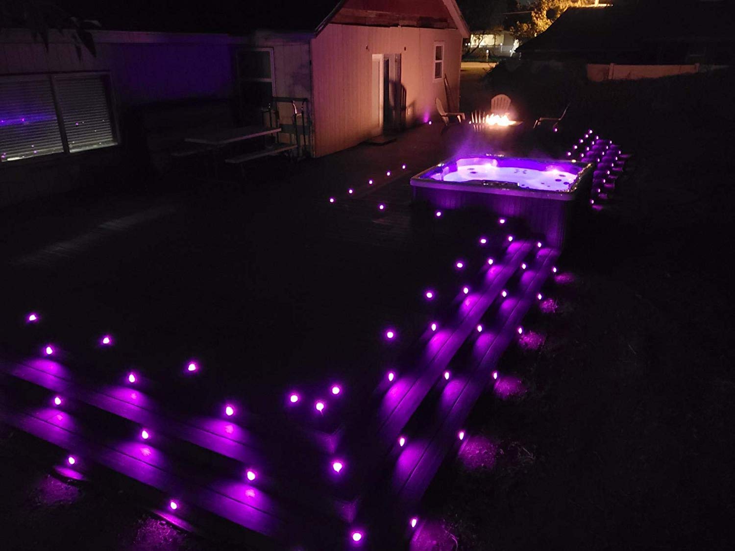 50pcs RGB WIFI LED empotrado iluminación de piso luces de patio Funciona con Alexa, Google Home, DC12V Ø45mm IP67 Impermeable LED downlights terraza kit completo