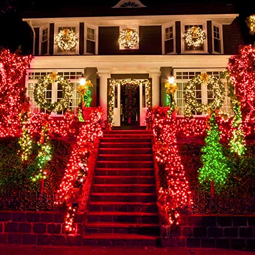 Image of Dazzle Bright 2 Pack Solar String Lights Outdoor, Total 80FT 240LED Solar Powered Waterproof Fairy Lights 8 Modes, Copper Wire Lights for Christmas Patio Party Tree Yard Decoration (Red)