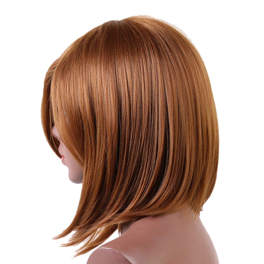 ELECTROPRIME Heat Resistant Synthetic Hair Blond Short Side Part Straight Wigs