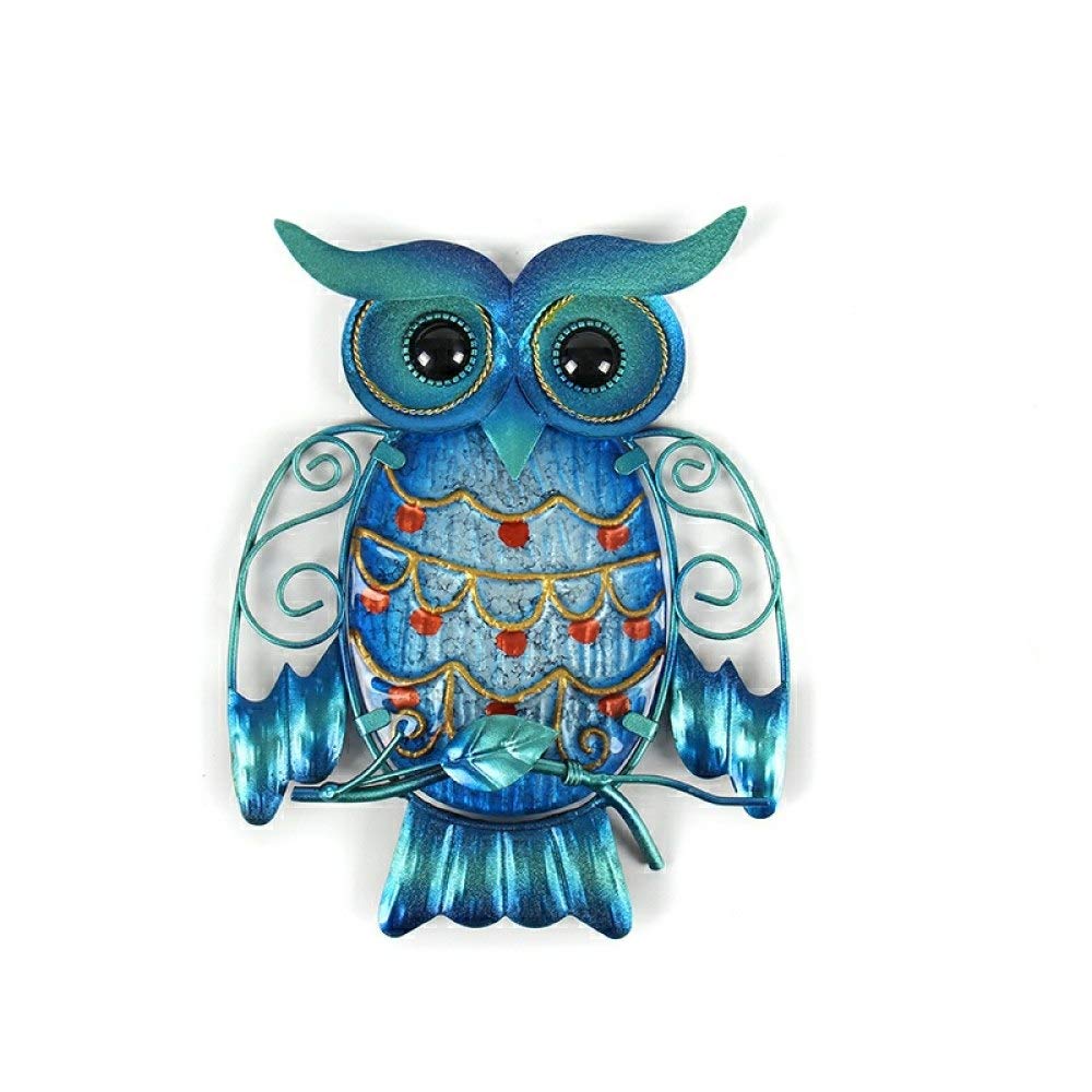 Hibou en métal pour jardin : le cadeau idéal de statue extérieure et sculpture décorative bleue