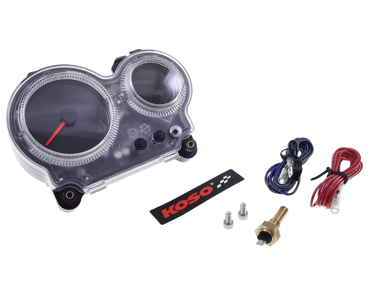 KOSO GP Style EVO Digital Tacho – LED Tachometer Cockpit mit Speed, ODO, Trip & RPM Anzeige – Passend für Yamaha Aerox/MBK Nitro – Digitales Multifunktionsdisplay Motorrad & Roller