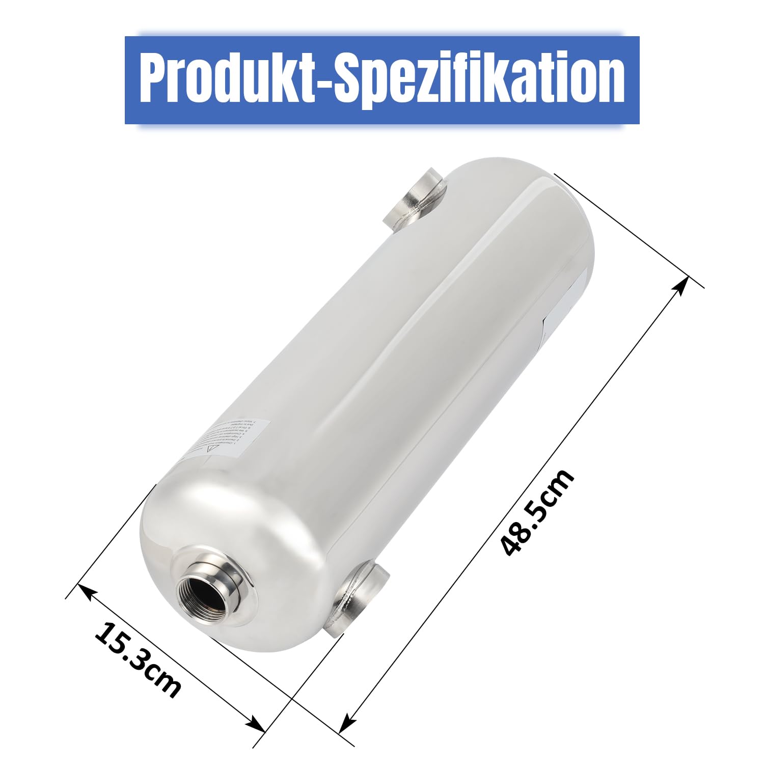 Edelstahl Schwimmbadheizer 60kW Wärmetauscher Pool 150 L/min Durchfluss 18 L/min Heißwasser