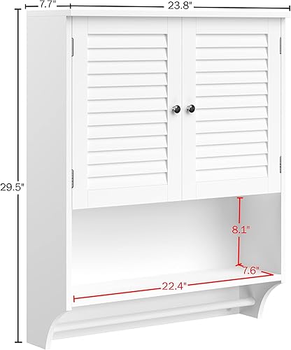 Miniatura 3 de Lavish Home Gabinetes de almacenamiento de cocina montados en la pared, botiquín o estante sobre el inodoro con elegantes puertas de obturador y
