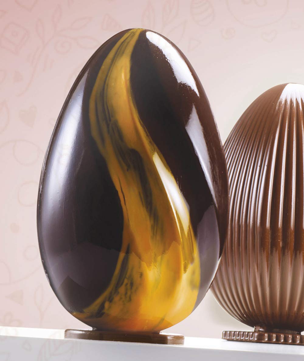Set Stampo per realizzare Uovo in Cioccolato con ONDE onda Ondulato - in plastica termoformata polietilene - Set Forma Uova di Pasqua per realizzare contemporaneamente 2 uovi pasquali