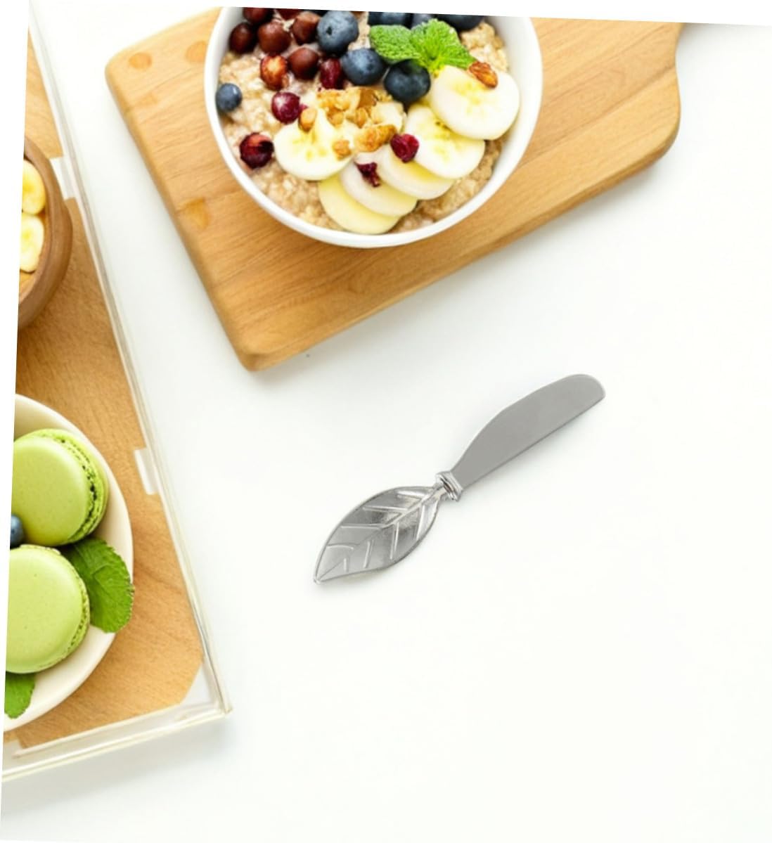 SHINEOFI Leaf Butter Knife 4pcs Zinc Alloy Elegant Spreader for Appetizers