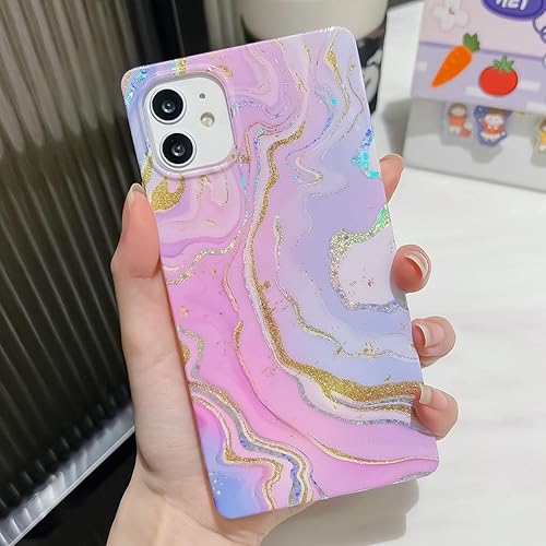 Miniatura 6 de KERZZIL Funda de lujo con diseño de mármol con purpurina compatible con iPhone 1212 Pro, funda protectora resistente de goma de silicona TPU chapada