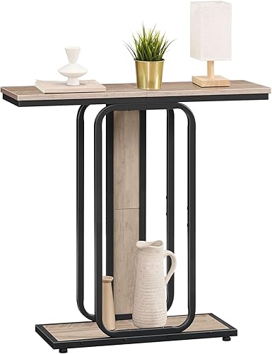 HOOBRO Mesa consola estrecha, mesa de entrada pequeña de 29.5 pulgadas, mesa de sofá moderna de 2 niveles detrás del sofá, para sala de estar,