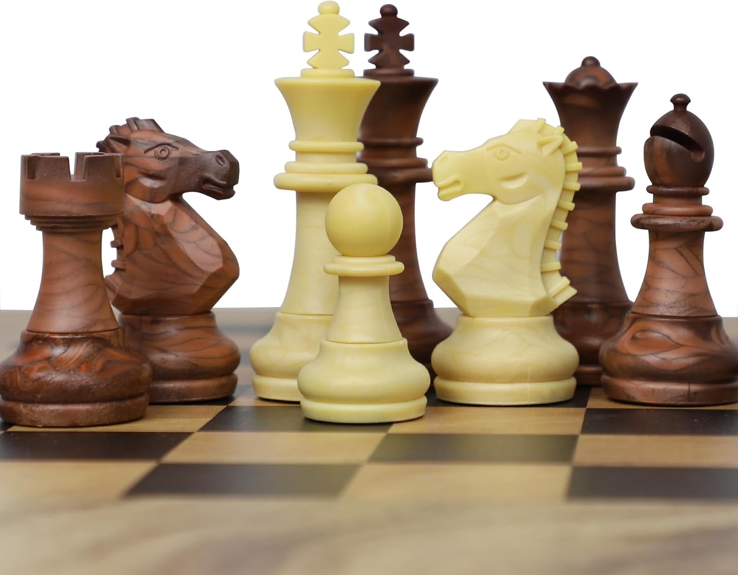 Piezas de ajedrez de Staunton de lujo solo 32 Piezas de ajedrez Reemplazo de piezas faltantes de torneo pesado Piezas de ajedrez para ajedrez con grano exquisito 2.9 pulgadas King incluye bolsa de almacenamiento