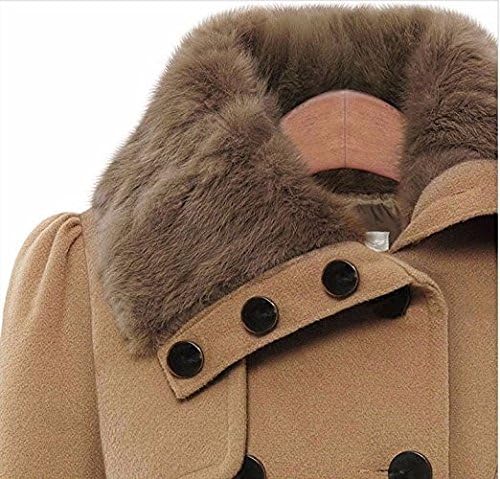 xxxiticat Women's Double Breasted Trench Coat Long Sleeve Faux Fur Lapel Flared Hem Belted Winter Warm Jacket Overcoat - Image 2