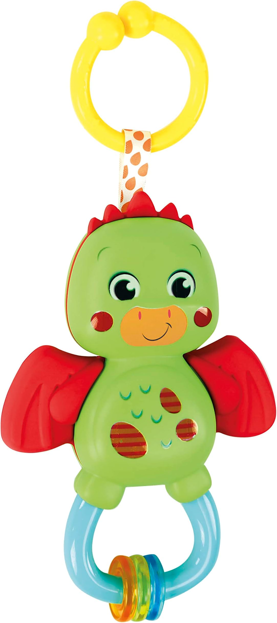 Clementoni17779 Little Dragon Rattle-Toddler, Early Years, Infant, New Born Soft Gift, 3 Months, Crinkle Squeaky, Sensory Learning Toys, Stroller Pendant, Made in Italy