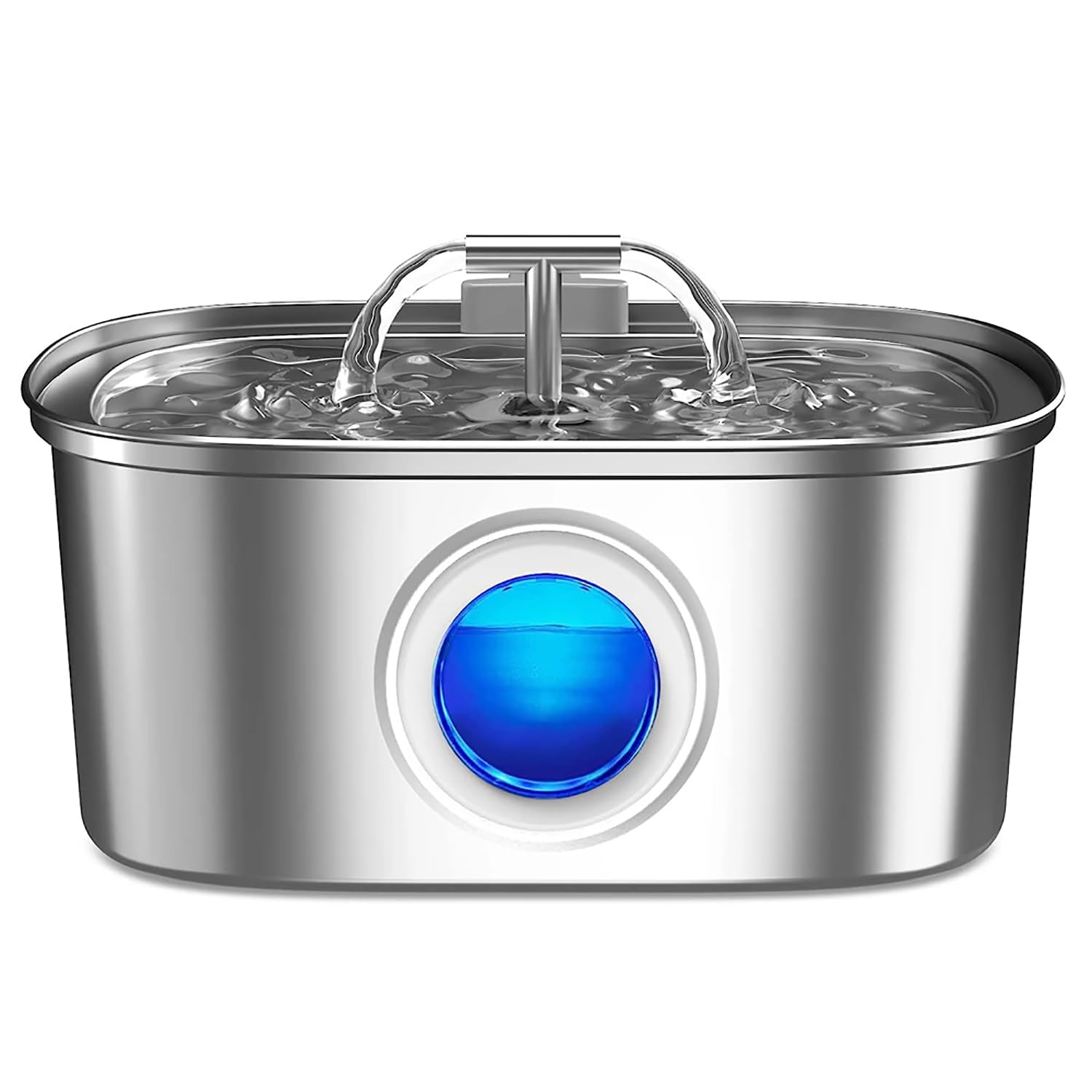 Beauenty Cat Water Fountain, 3.2/108oz Pet Fountain Stainless Steel, Dog Water Fountain with Water Level Window, Silent Pump, Water Tap, Suitable for Lndoor Use (A)