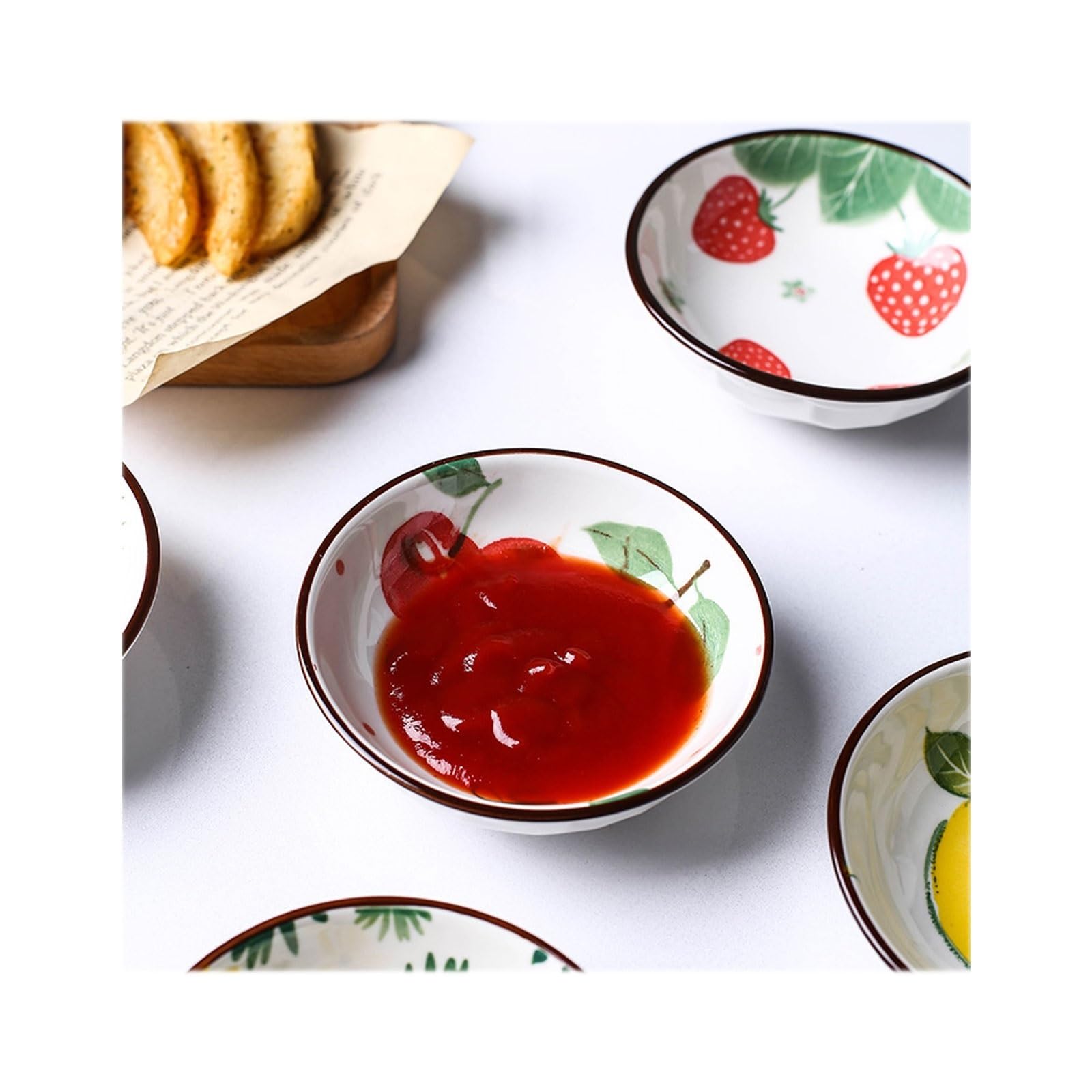 Dessertteller, Dip-Schüssel-Set, Porzellan, Dip, Saucenschüssel, Keramik, rund, Gewürzgeschirr, Snackgeschirr, Gewürz-Set, Dessertteller (C)