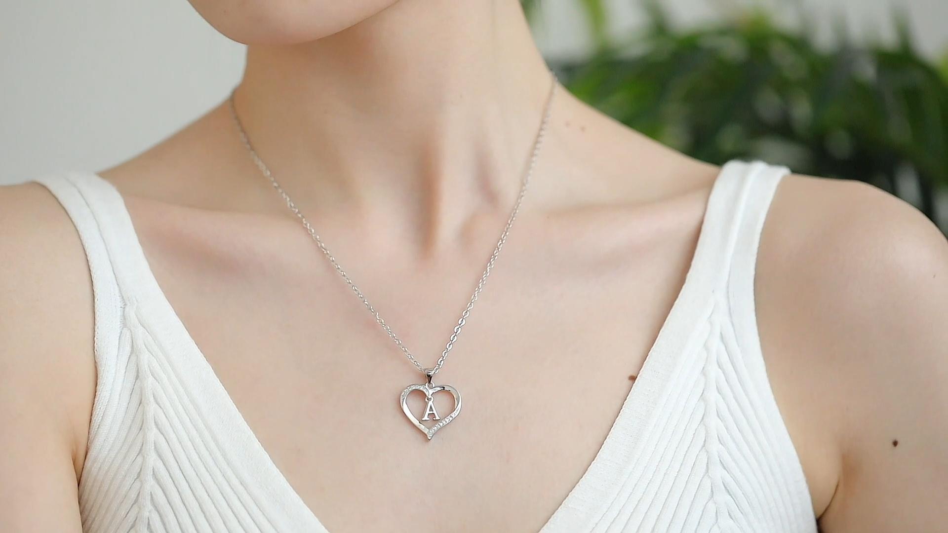 Bestyle Damen Kette Mit Buchstaben & Herz - 316L Edelstahl Doppelkette 35+45cm Silber