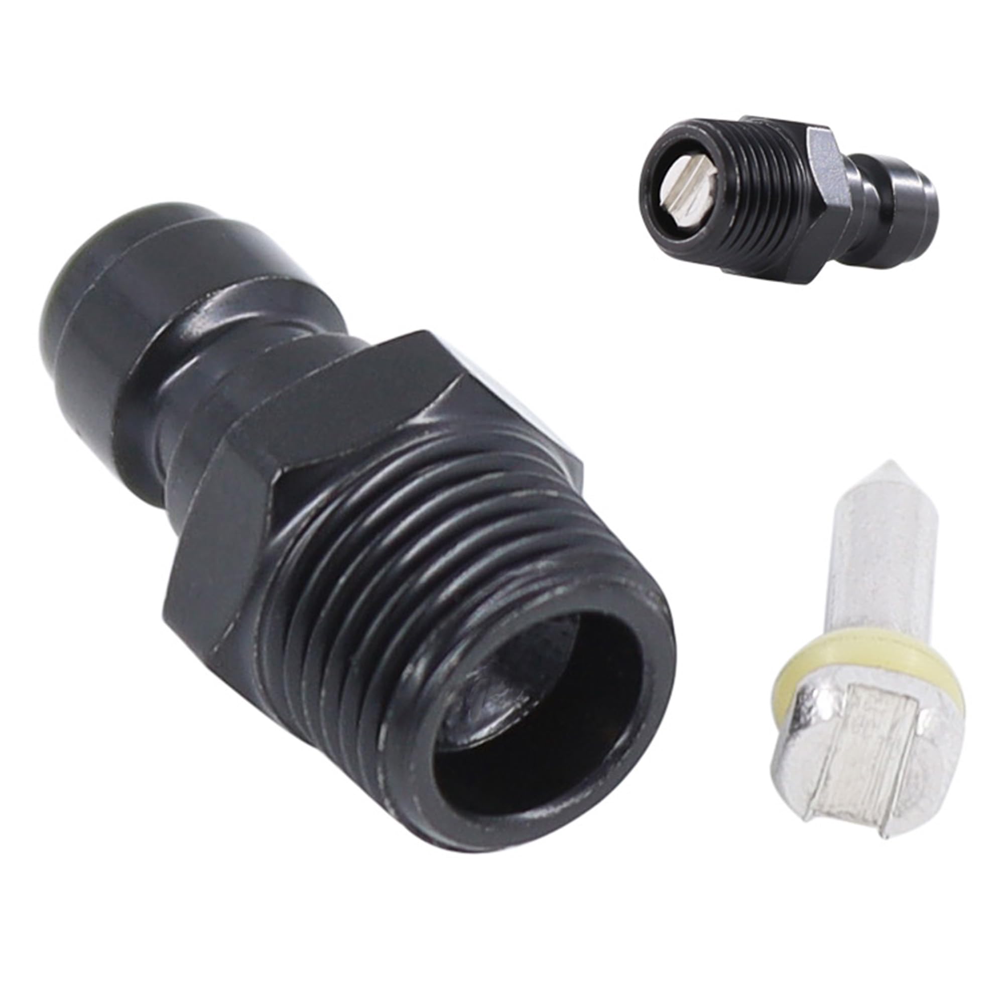 2 adaptadores de rosca macho NPT de 1/8 pulgadas, enchufe de desconexión rápida de 8 mm, accesorios de adaptador Foster PCP Airsoft, cobre chapado en zinc negro