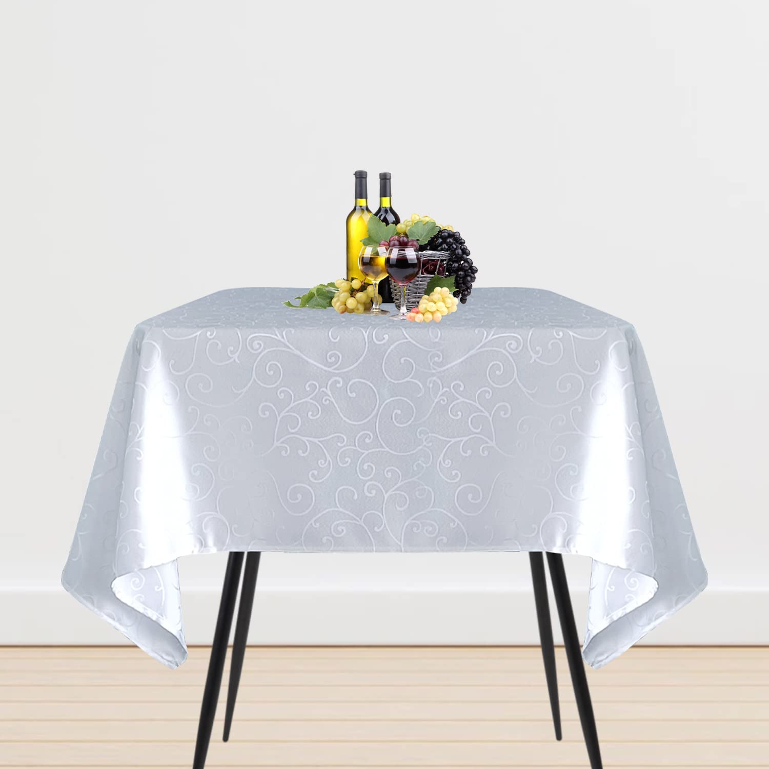 Nappe carrée damassée blanche anti-pli lot de 10 nappes sans couture pour traiteur