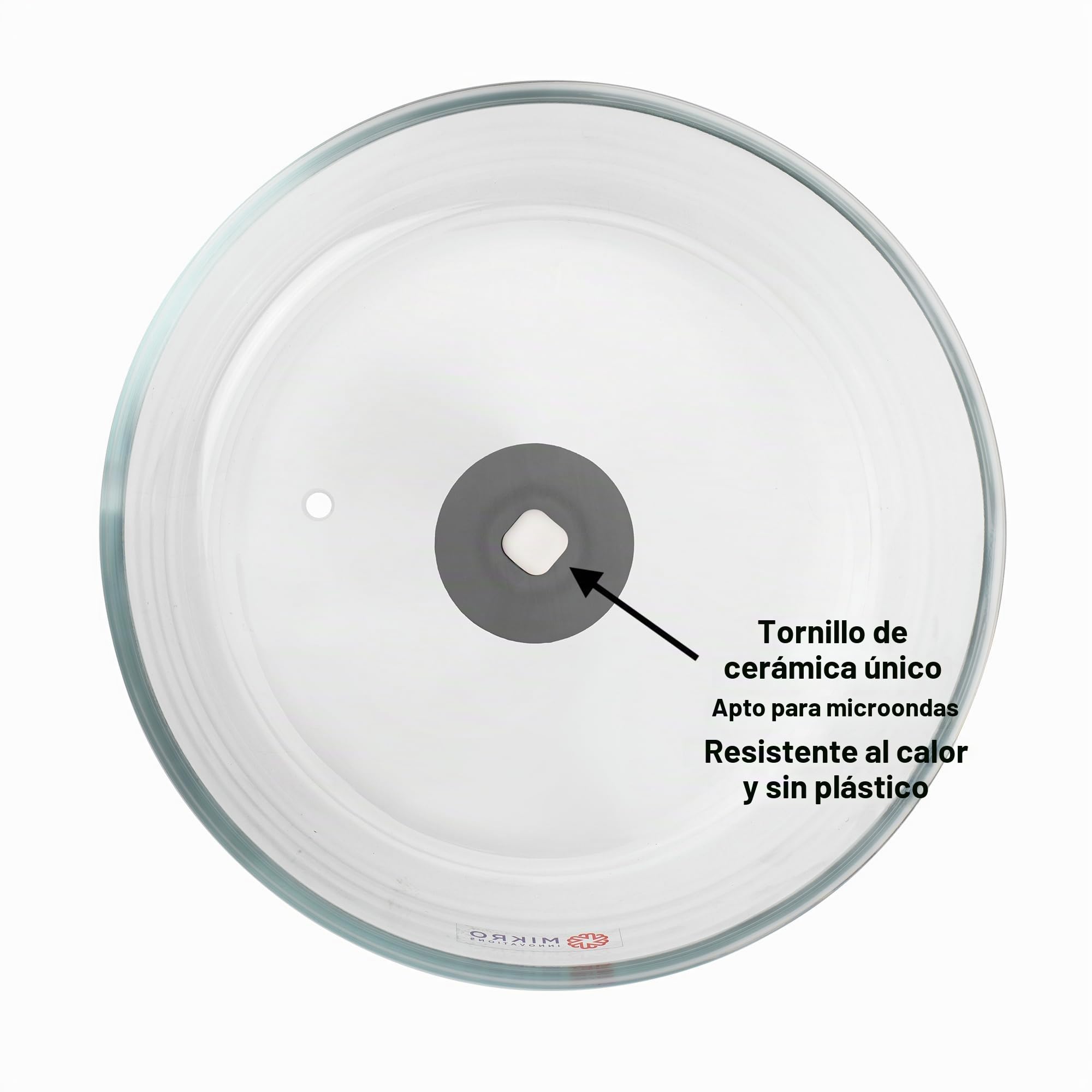 Cubierta de placa de vidrio para microondas para alimentos, resistente protector de salpicaduras de vidrio de borosilicato con agujero de ventilación, 100% apto para alimentos, sin BPA, perilla de