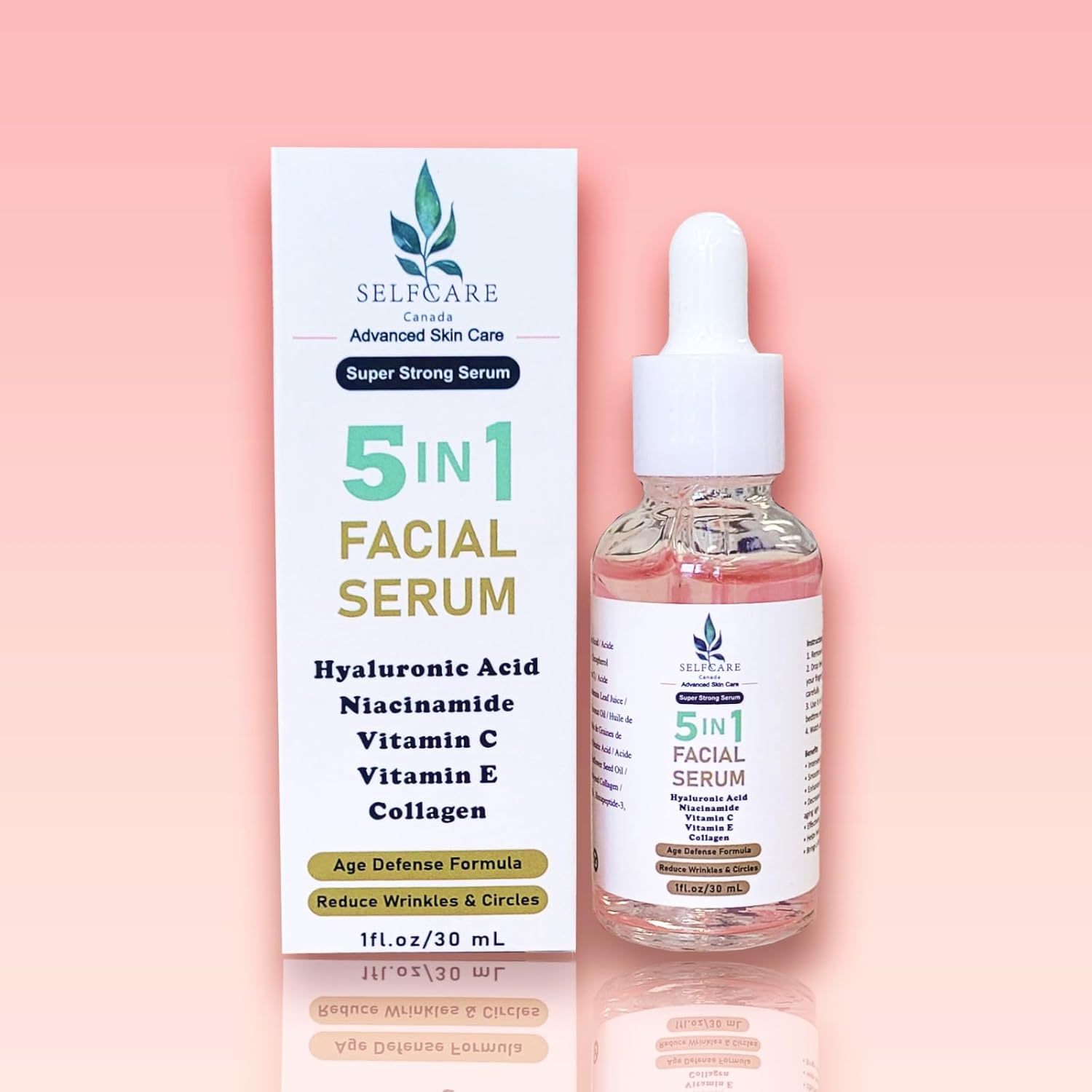 5 IN 1-30ML FACIAL SERUM HYALURONIC ACID with Collagen, Vitamin C, Vitamin E, Niacinamide – CRUELTY-FREE – SELFCARE CANADA – STRONG ANTI AGING SKINCARE FORMULA 5 IN 1-30ML FACIAL SERUM HYALURONIC ACID with Collagen, Vitamin C, Vitamin E, Niacinamide – CRUELTY-FREE – SELFCARE CANADA – STRONG ANTI AGING SKINCARE FORMULA