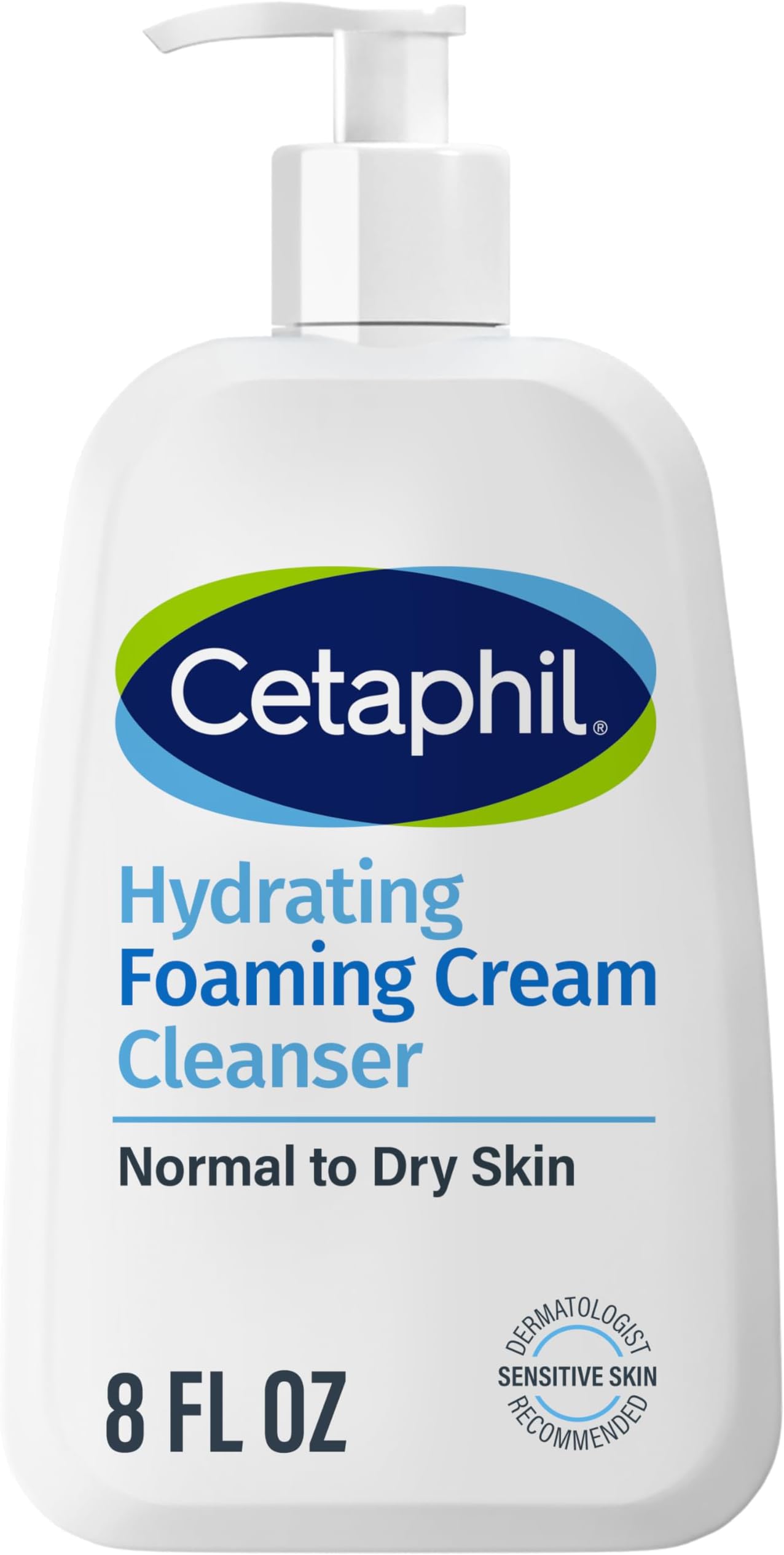 Cream to Foam Face Wash, Hydrating Foaming Cream Cleanser, 8 oz, For Normal to Dry, Sensitive Skin, with Soothing Prebiotic Aloe, Hypoallergenic, Fragrance Free