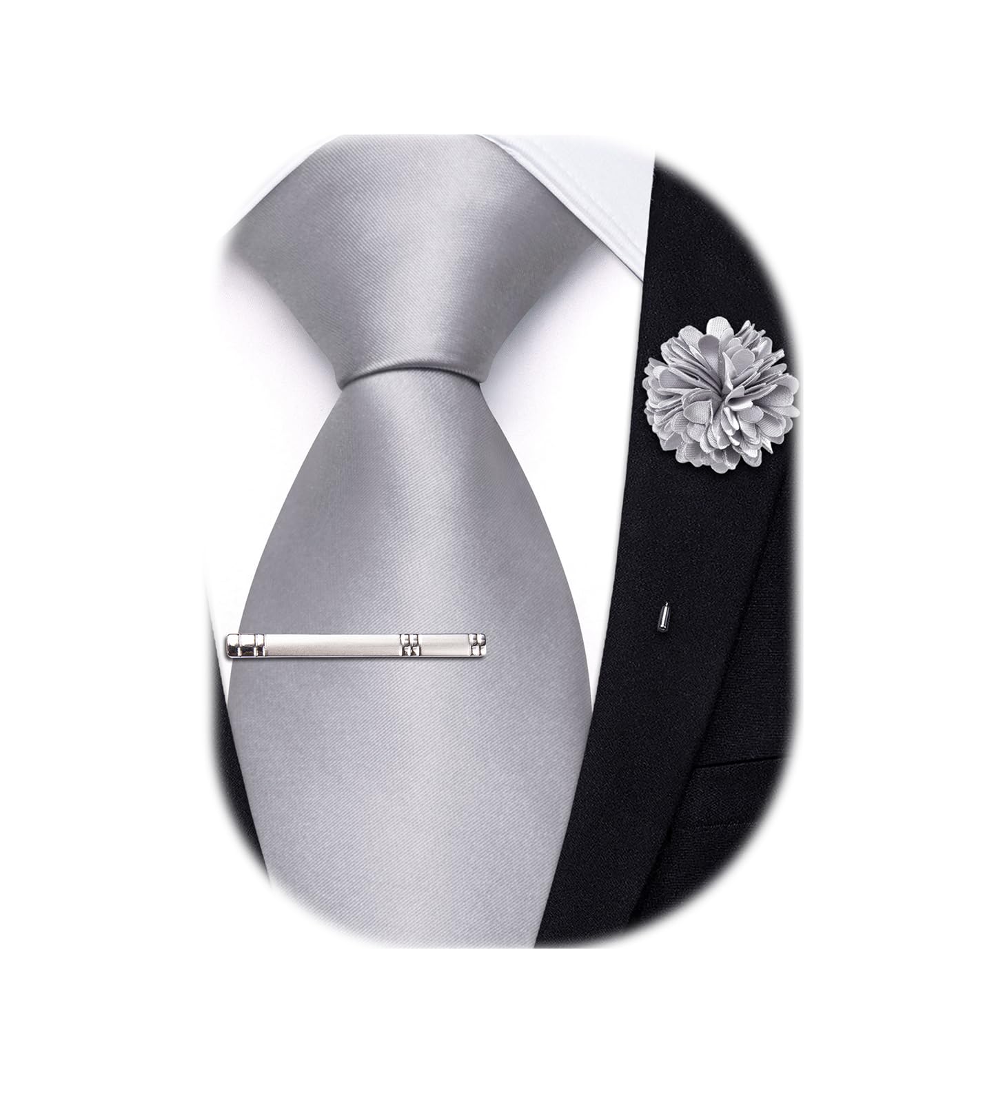 Hi-Tie Pretied Boys Ties Solid Color Kids Adjustable Necktie Lapel Pin Clip Set Age 8-12 Wedding School Graduation