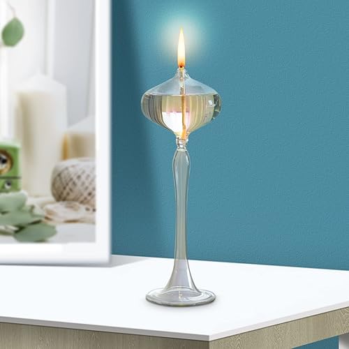 Miniatura 8 de ARTIBETTER Lámpara de aceite de cámara lámpara de queroseno transparente de cristal, farol de aceite clásico, lámparas de huracán vintage con mecha