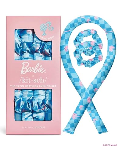 Miniatura 2 de Kitsch Juego de Cuurling sin calor satinado y funda de almohada de satén (Malibu Barbie) con descuento