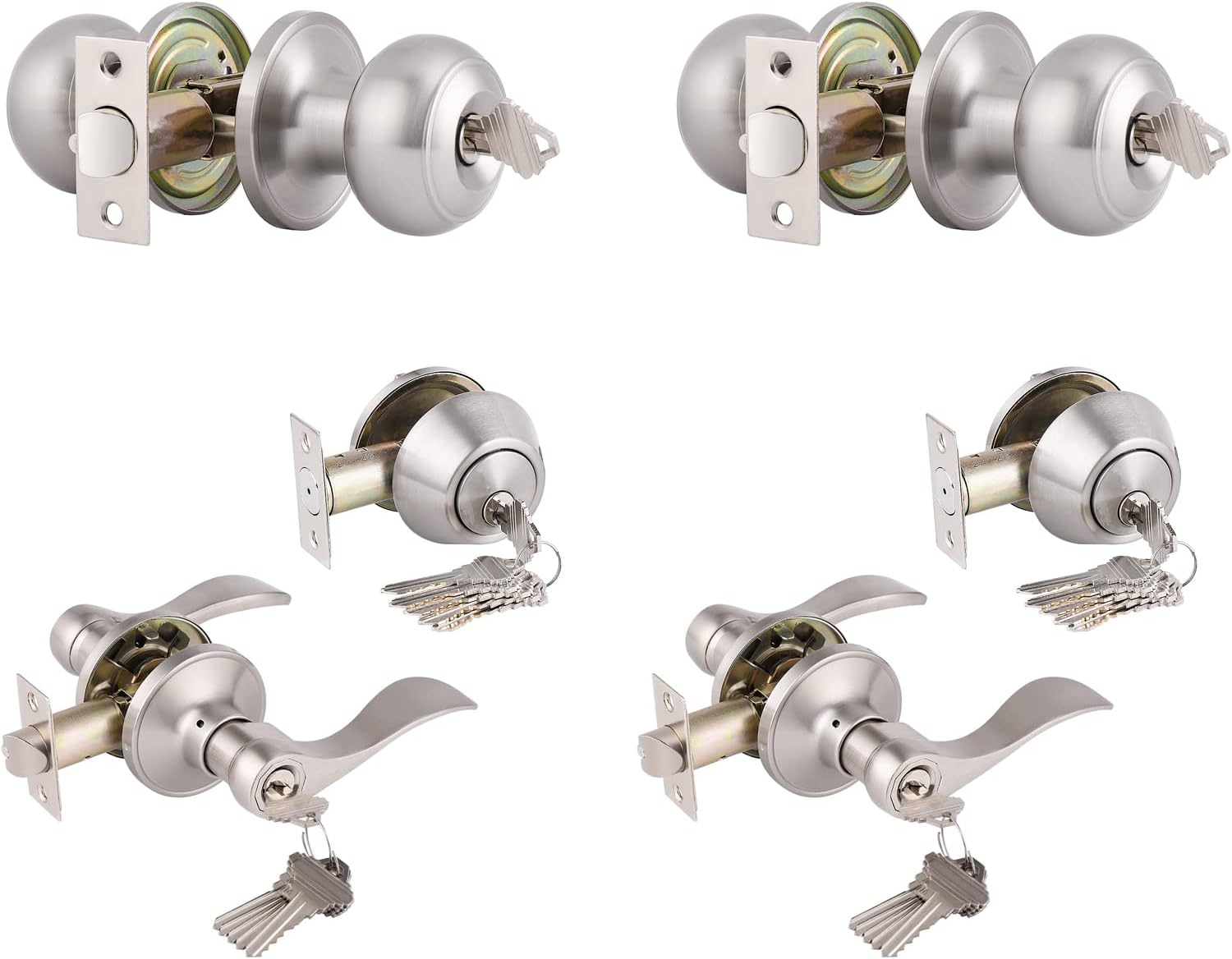 Gobrico Keyed Alike Front Door Exterior Door Lever Lockset with Single