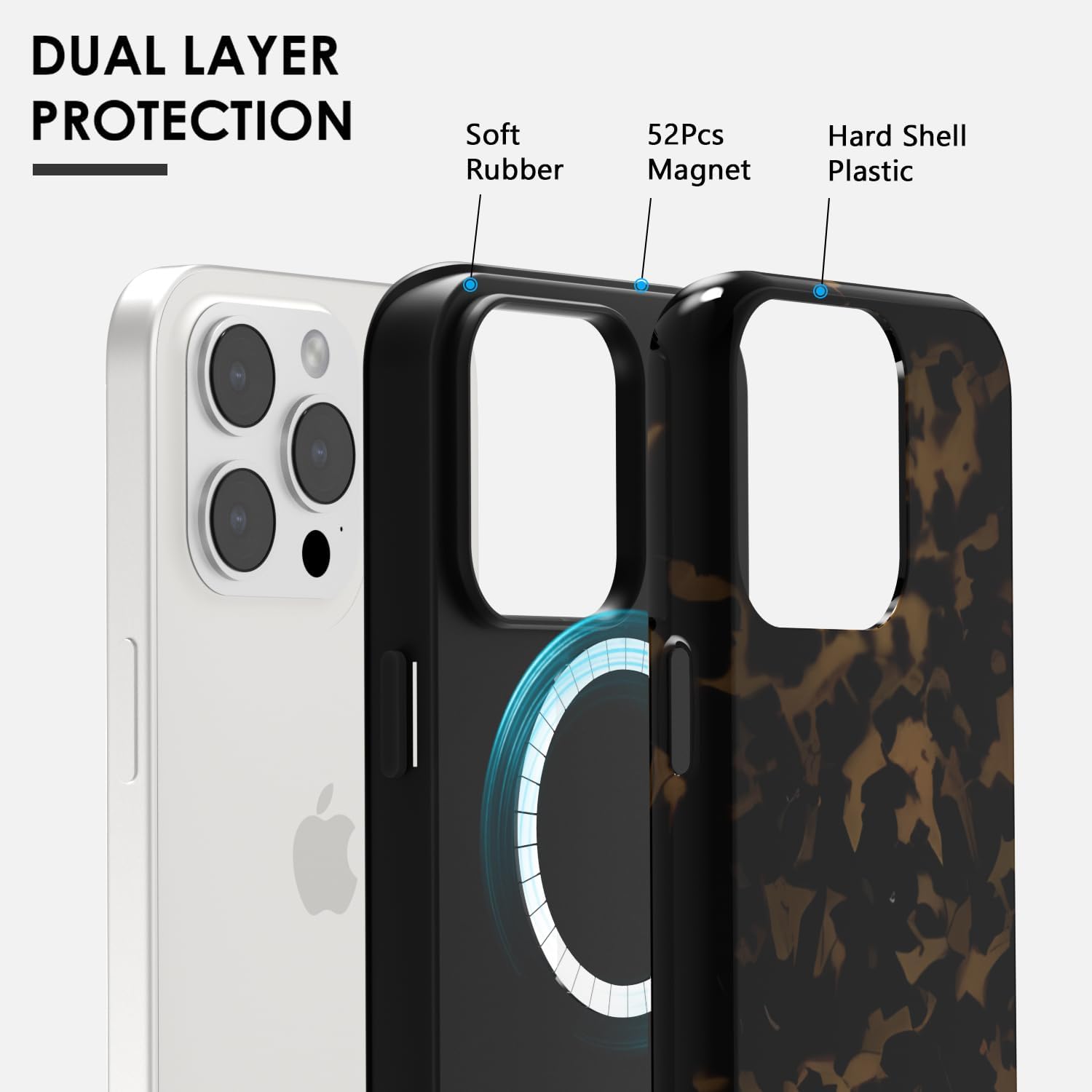 for iPhone 13 Pro Max Case Tortoise Shell, Compatible with Magsafe Magnetic Phone Case, Girly Cute Trendy Retro Amber Animal Print Aesthetic Design Cool Turtle Shell Hard Case for Women - Image 3