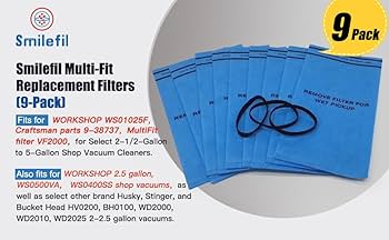 Smilefil 9 Pack Wet Dry Vacuum Filter Bags Compatible with