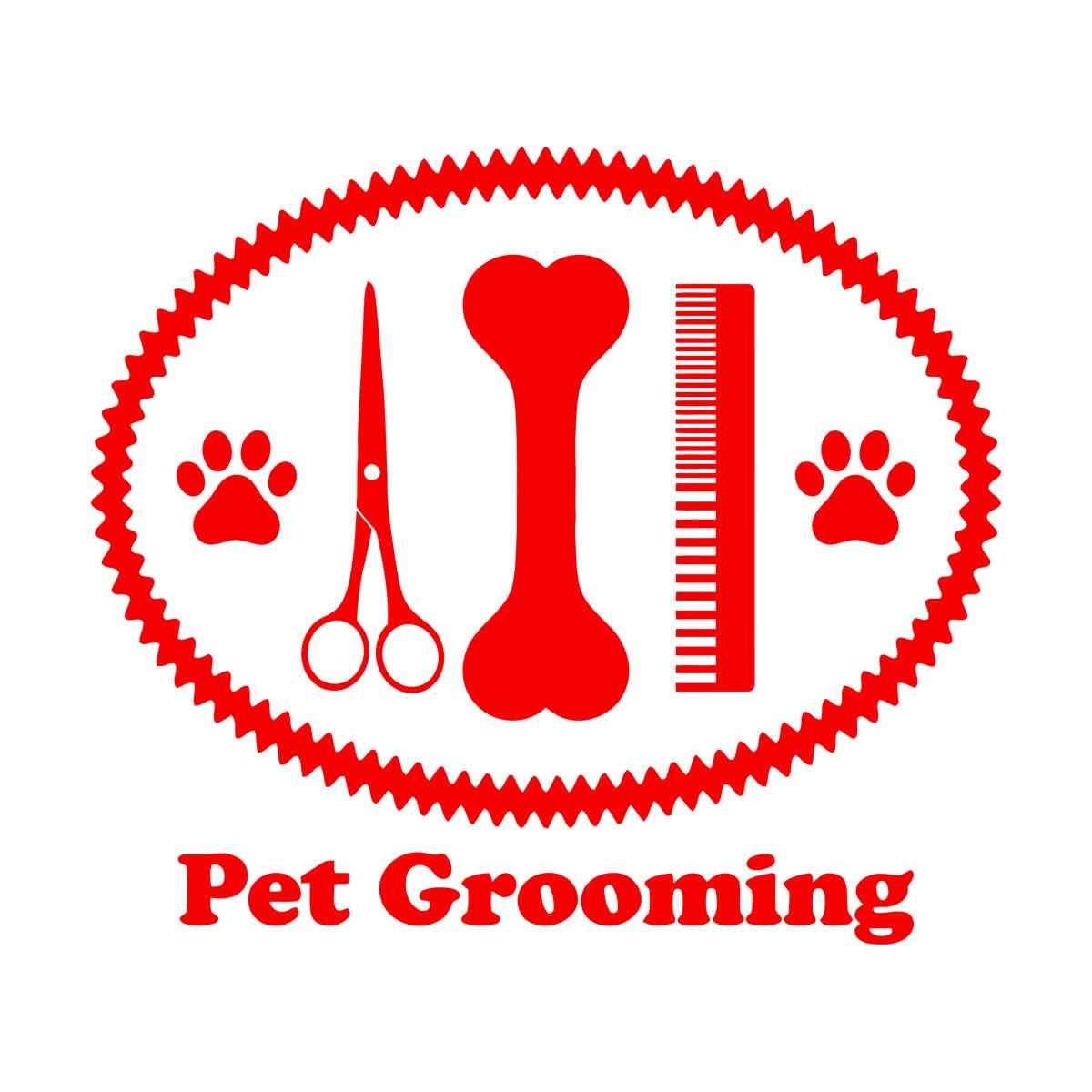 Pet Grooming Animals Shop Scissors Comb Bone Wall Decals 54x62.4cm It Won't Fall Off Large red