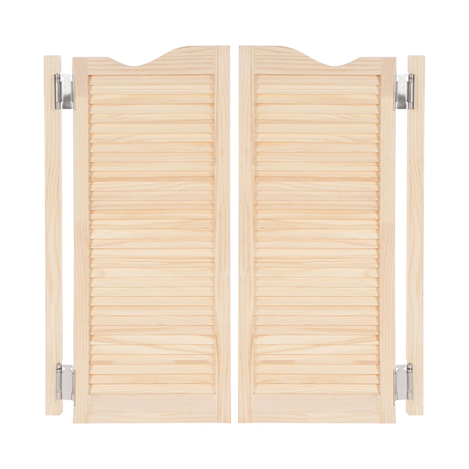 Modern Swinging Door Cafe Door Pine Wood Saloon Doors for House, Kitchen, Shop Entrance Partition Wooden Louvered Door with Quiet Hinges (Wood, 35.8"x40.9")
