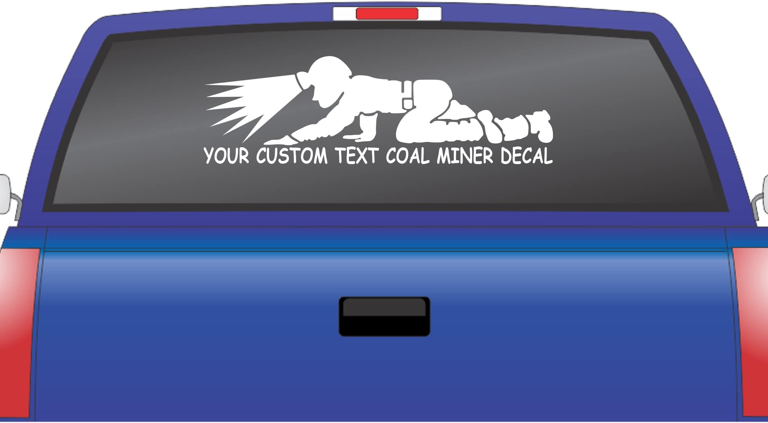 Crawling Coal Miner Vinyl Decal for car Truck SUV Custom Text Personalized Large 10"x 30"