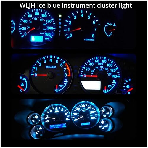 Miniatura 2 de WLJH Panel de instrumentos azul hielo brillante, medidor de racimo velocímetro tacómetro indicador bombilla LED completa kits de luz de repuesto