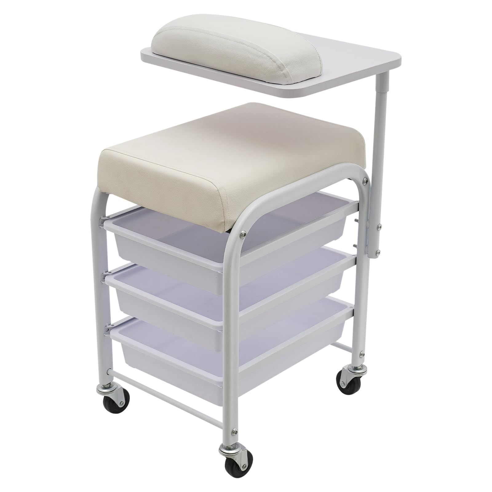 Carro de herramientas móvil para uñas con cajones, carrito de spa con ruedas, carrito de manicura, carrito con espacio de almacenamiento, capacidad de carga de 75 kg/165,35 libras, para peluquería