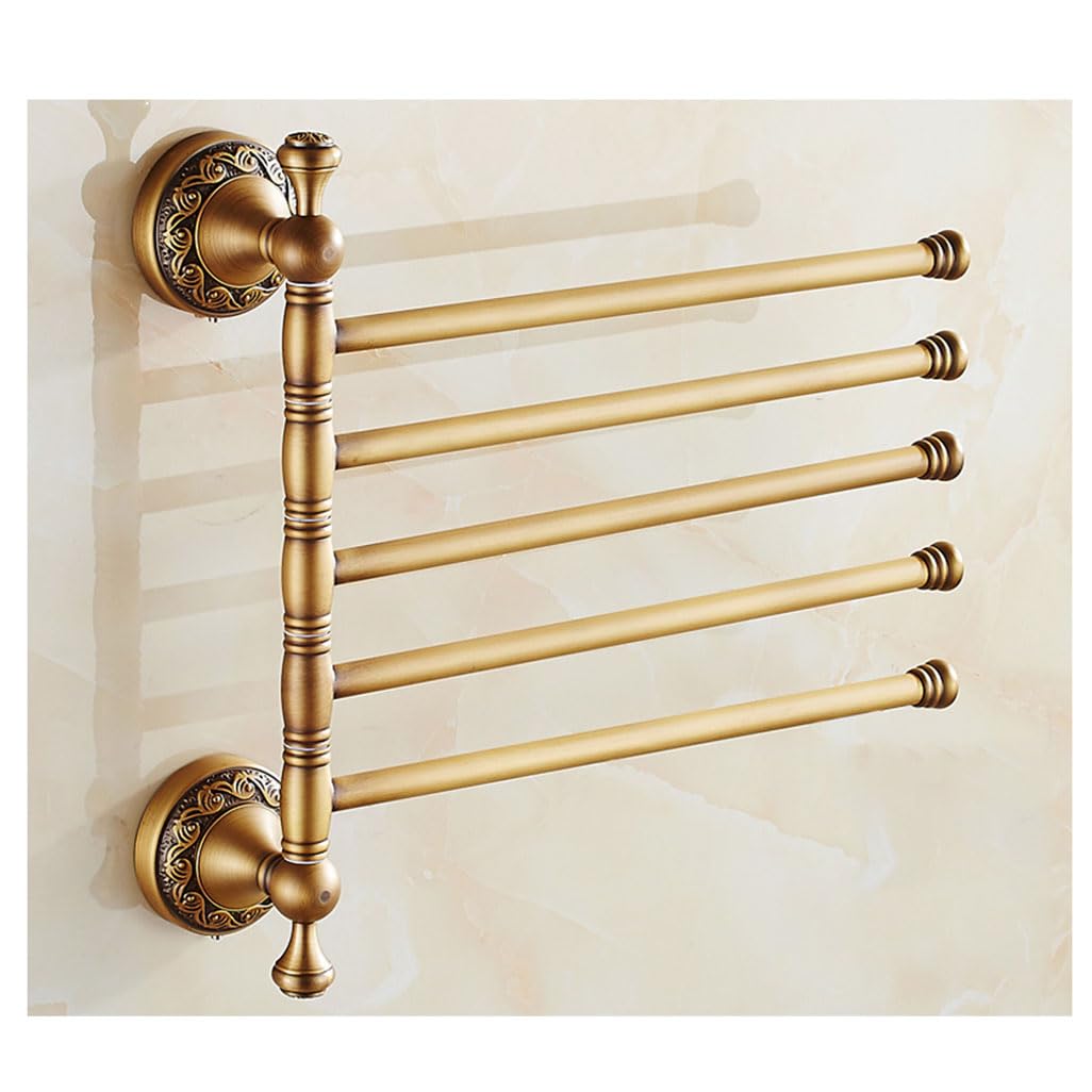 LMYSXAOZ Antique Bronze Swivel Towel Rack Bar Rails for Bathroom, Wall Mounted Folding Arm Swing Out Hand Hooks Brushed Hanger Holder Space Saving Laundry, Kitchen 5Bars