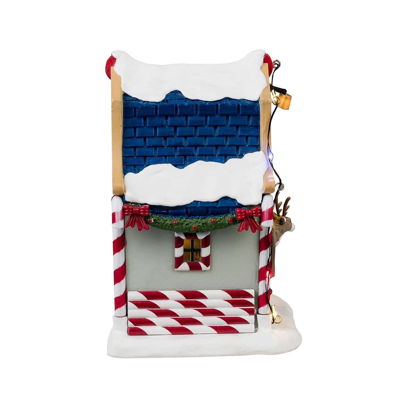 Lemax - Blitzen`s Den: Dekorative Bauernhaus-Skulptur aus Resin, Brown, Red, Green, für Indoor, Weihnachten, 2024, 4.00 x 3.54 x 5.2 inches