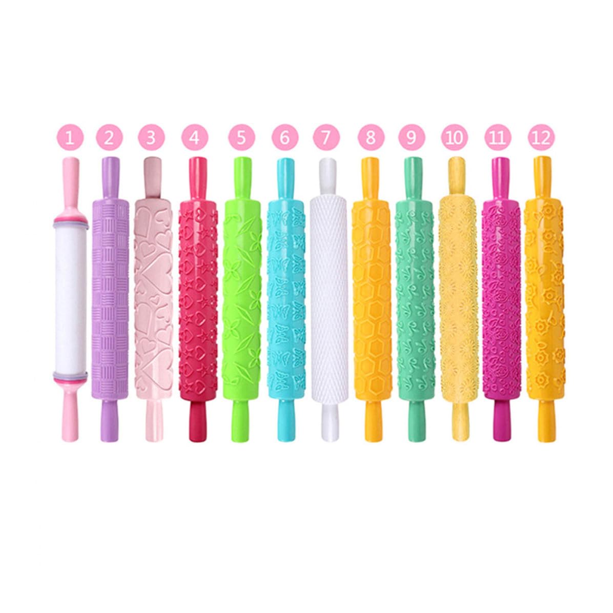 Garneck Rouleau à Pâtisserie en Plastique 8pcs Multifonctionnel, Facile à Nettoyer, pour Pâte et Pâte à Sucre, pour Décoration DIY et de Pendaison de Crémaillère Plusieurs Styles