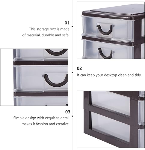 Miniatura 6 de Zerodeko Organizador de escritorio con 2 cajones, mini gabinete de almacenamiento de cajones de plástico transparente, caja de almacenamiento de