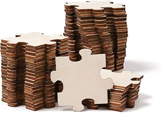 Blank Wooden Puzzle Pieces 200pcs 1.57x1.57inch Unfinished Wood Blank Puzzles Pieces Small Wooden Puzzle Pieces Cutouts DIY Blank Puzzle for Wedding Family Birthday
